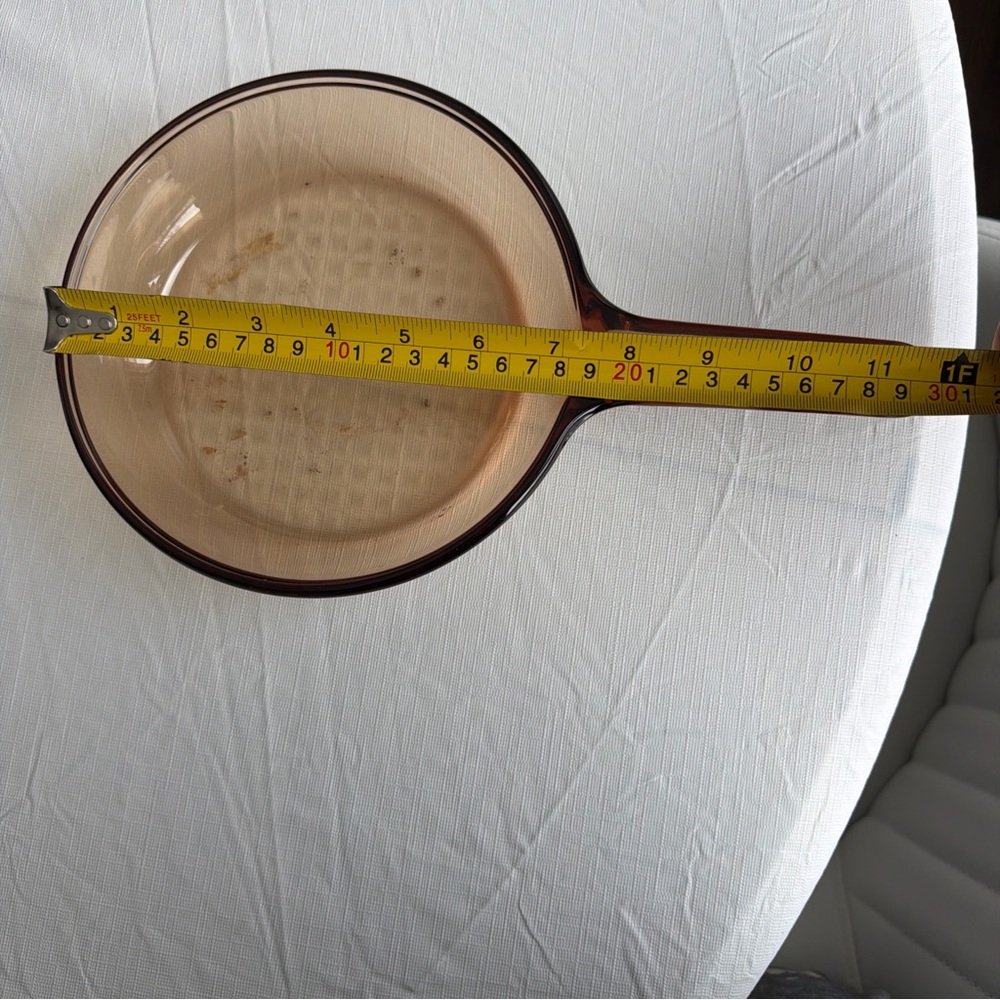Vintage Corningware Amber Waffle Bottom Glass Skillet- no lid - Picture 3 of 5